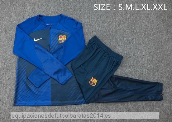 Nuevo Conjunto Completo Sudadera Entrenamiento Barcelona 23/24 Azul Marino Baratas